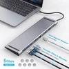 Tymyp 10-in-1 triguba doko stotis Usb C, dvigubas monitoriaus Usb C šakotuvas su 4k Hdmi, Vga, 3 x Usb 3.0, Pd 100 W, Ethernet, Sd/tf lizdai, nešiojamojo kompiuterio doko stotis, suderinama su nešiojamuoju kompiuteriu ir Windows