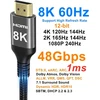 Ubluker 8k Hdmi kabelis, 10 m, didelės spartos Hdmi kabelis, 4k@120 Hz, 8k@60 Hz, nailoninis pynimas Earc Dts:x Dolby Atmos Dynamic Hdr Hdcp 2.3, suderinamas su Rtx 4090, Mac, garso juostomis, Ps5 5, XBOX, žaidimų kompiuteriais