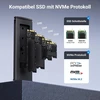 Ugreen nvme m.2 usb 3.2 ssd išorinio disko adapteris su aušinimo padu 10 gbps nvme pcie m-key/m+b key 2230/2242/2260/2280 su usb c-c ir a-c kabeliu, nereikalaujantis įrankių
