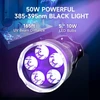 Ultrafire uv žibintuvėlis 395 nm led juoda šviesa, 50 w didelės raiškos ultravioletinė šviesa, didelis diapazonas gintaro paieškai, skorpionų medžioklei, dervos kietinimui, uolienų mineralų paieškai, nuotėkio aptikimui