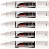 Uni Mitsubishi Pencil Uni Ball - Uni Mitsubishi Pieštukas - kreidinis žymeklis Pw3 - universalus - atsparus lietui - idealus stiklui, veidrodžiui, lentai - 5 vnt. pakuotė - balta, didelis nuožulnus galiukas