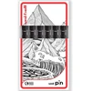 Uni Pin Fineliner braižymo rašikliai su plokščiu galiuku, juodas rašalas, 1,0 mm galiukas, 6 vnt., supakuoti į dovanų dėžutę
