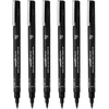 Uni Pin Fineliner braižymo rašikliai su plokščiu galiuku, juodas rašalas, 1,0 mm galiukas, 6 vnt., supakuoti į dovanų dėžutę