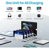 Unitek 60 W mobiliųjų telefonų įkrovimo stotelė su 10 prievadų, Usb įkrovimo stotelė keliems įrenginiams su Smartic technologija ir reguliuojamu skyriklis planšetiniams kompiuteriams ir kitiems Usb įrenginiams