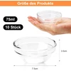 Uocai 10 indelių rinkinys padažams, stikliniai indeliai, indeliai padažams, apvalūs mini indeliai padažams, stikliniai indeliai, sudedami maži indeliai sojos padažui, skirti užpilams, užkandžiams, pagardams, prieskoniams, 7,5 cm, 75 ml