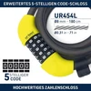 Urban Ur454l dviračio spyna su plieniniu trosu, lanksčiu numerio kodu, 12 mm skersmens, 180 cm grandinė su apsaugos kodu, apsauga nuo vagystės, patvari, kompaktiška, lengvai transportuojama