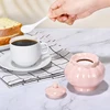 Ursword vaivorykštinis cukraus indas su dangteliu, porcelianinis druskos indelis su šaukšteliu, 266 ml, cukraus indelis kavos barui, druskos dėžutė, cukraus indelis prieskoniams, prieskoniai, padažas