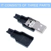 Usb 2.0 a tipo 4 kontaktų kištukas į kištuką, usb 2.0 tipo kištukas, usb 2.0 tipo a 4 kontaktų kištukas į lizdą, usb 2.0 tipo a 4 kontaktų lizdo adapterio kištukas, usb a tipo 4 kontaktų kištukas, skirtas pasidaryk pats kabeliams, 20 rinkinių