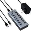 Usb 3.0 šakotuvas, usb 7-in-1 adapteris su aktyviu 3.0 maitinimu, usb 3.0 šakotuvas su 7 usb-a prievadais, 100 cm kabelis, 24 w (12v/2a) maitinimo dokas ir atskiras jungiklis su led indikatoriumi