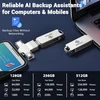 Usb atmintinė 128 gb usb 3.0 atmintinė 4 viename atmintinė metalinė nuotraukų atmintinė usb atmintinė mobiliojo telefono išorinė atmintis nuotraukų atsarginė kopija, skirta mobiliesiems įrenginiams iphone, ipad, android mobiliesiems telefonams kompiuteria