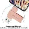 Usb atmintinė, skirta iphone, 4 viename usb 3.0 atmintinė su ios ir usb c, 256 gb somony išorinė atmintis greitam atsarginių kopijų kūrimui, suderinama su iphone/ipad/android/mac/pc (rožinė, 256 gb)