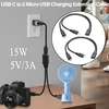 Usb C į 2 Micro Usb Y formos įkrovimo kabelis, 30 cm
