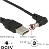 Usb į Dc 5.5x2.1mm 90° kampu įkrovimo laidas, 100cm