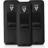 V7 Vf24gar-3pk-3e Slider Usb 2.0 atmintinė 4 Gb, juoda (3 vnt. pakuotė)