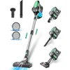 Vactidy Blitz V8 belaidis dulkių siurblys su išimama baterija, 22 Kpa siurbimo galia kietmedžio grindims, iki 35 minučių veikimo laikas, žalias