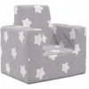 Vaikiška sofa, šviesiai pilka su žvaigždutėmis, minkštas pliušas