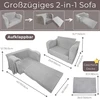 Fotelis Vaikiška sulankstoma sofa-lova su pledo, pilkai
