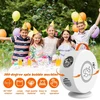 Vaikiškas burbulų pūtiklis, įkraunamas burbulų pūtiklis su led lemputėmis, automatinis besisukantis 90°/360° nešiojamas burbulų pūtiklis su 500 ml talpa, skirtas laukui ir vakarėliams (baltas)
