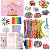Vaikiškas kūrybinis rinkinys, 1500+ detalių "pasidaryk pats" kūrybos dėklas, kūrybiniai kūrybos priedai, blizgantys pūkai, scrapbooking'as, plunksnos, sagos, blizgučiai, pūkuoti laidai, karoliukai ir kt. kūrybos reikmenų rinkinys mažyliams