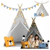 Vaikų palapinė tipi, palapinė wigwam su pagalvėlėmis ir girlianda