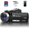 Vaizdo kamera 4k vaizdo kamera hd 48mp ir naktinio matymo vlogų kamera, skirta „youtube“, internetinė kamera su 18x skaitmeniniu priartinimu, 3 colių jutiklinis ekranas 30 kadrų per sekundę vaizdo kamera su 32 gb sd kortele, nuotolinio valdymo pultas ir 2