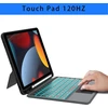 Vankeypad klaviatūros dėklas, skirtas ipad 9th 2021/8th 2020/7th 2019th generation 10.2 colių/air 3/ipad pro 10.5: nuimamas 7 spalvų apšviestas klaviatūros dėklas, azerty klaviatūra su jutikliniu kilimėliu