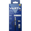 Varta 3-in-1 kabelis Usb A į Micro Usb, Usb Type C, Lightning, greitas įkrovimas ir sinchronizavimas, Mfi, įkrovimo kabelis maitinimui ir duomenų perdavimui, 2 m, juodas, nailonas