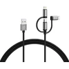 Varta 3-in-1 kabelis Usb A į Micro Usb, Usb Type C, Lightning, greitas įkrovimas ir sinchronizavimas, Mfi, įkrovimo kabelis maitinimui ir duomenų perdavimui, 2 m, juodas, nailonas