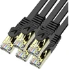 Veetop Rj45 Cat 7 Lan kabelis, plokščias 10 Gbps tinklo kabelis, interneto, ethernet, patch kabelis su paauksuotais kontaktais, juodas
