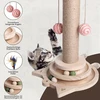 Vefhby 4 viename interaktyvus žaislas katėms, savarankiškas žaislas katėms, medinis sizalio virvės draskymo stulpas su kabančiais kamuoliukais, lavinantis žaislas katėms, žaislas katėms su spyruokle