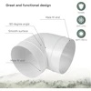 Vent Systems 125mm alkūnė 90 laipsnių vamzdžio jungtis lanksti apvalaus vamzdžio ventiliacijos žarna Abs plastikas 125mm