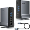 Vention Dvigubo monitoriaus dokas 16-in-1 trigubo ekrano Usb-c nešiojamojo kompiuterio dokas, skirtas Windows Pc, Thunderbolt 3/4, Dell, Hp, su dvigubu 4k Hdmi, Dp, 10 Gbps Usb, Rj45, 100 W Pd, Audio, Sd/tf