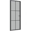 Vidaus durys, juodos, 83x201,5cm, matinis stiklas ir aliuminis