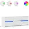 TV staliukas Vidaxl Tv spintelė su Led, balta, 140x34x50 cm, medienos gaminys