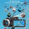Video kamera 4k 80mp Hd vaizdo kamera, skirta "youtube", 30 kadrų per sekundę internetinė kamera Ir naktinio matymo vlogų kamera, 18x skaitmeninis priartinimas 3.0 270°ips ekranas vaizdo kamera su Sd kortele, 2 baterijomis, nuotolinio valdymo pulteliu ir