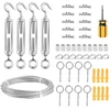 Vielinis trosas 2 mm rinkinys, M5 trosų įtempiklis nerūdijantis plienas, 20 m Pvc dengtas plieno kabelis su kilpomis, universalus vielinis trosas skalbinių virvei, užuolaidų virvė