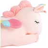 Vienaragis minkštas žaislas, gulintis mielas minkštas vienaragio pliušinis pagalvės žaislas su vaivorykštės sparnais, kawaii žaislas mergaitėms (rožinis, 30 cm)