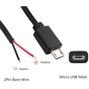 Vissqh 10 vnt. 30 cm micro usb pigtail kabelių rinkinys, micro usb male į 2 kontaktų pliką kabelį, 22awg 3a usb male, 2 gyslų usb ilgintuvas, usb male litavimas, su atviru galu "pasidaryk pats" entuziastams