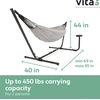 Vita5 medvilninis lauko dvivietis hamakas su rėmu - su puodelio ir knygos laikikliu - iki 2 žmonių/205 kg - 210 x 140 cm - su nešiojimo krepšiu