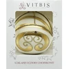 Vitbis - stiklinis kalėdinis burbulas 10 cm, pūstas burna, rankų darbo ir rankų darbo kalėdinės eglutės dekoracija - balta spalva su prabangiu geometriniu aukso dekoru