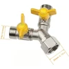 Ventiliatorius Viviihoo žalvarinis Y formos skirstytuvas 3 krypčių adapterio ventilis 1/2 colio Y skirstytuvo ventilis dušo adapteris skalbimo mašinai, vonios kambariui, virtuvei, sodo žarnai (7 x 8,5 cm)
