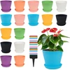 Vmxlso 16 vnt. 10 cm plastikinių vazonų rinkinys, mažas vazonas su lėkštute, apvalūs plastikiniai vazonai, plastikinis vazonas, maži daiginimo vazonai, plastikas namų biuro dekoravimui, spalvingi