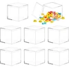 Vossot 8 mažų dėžučių su dangteliais rinkinys, 5,5 cm skaidri plastikinė dovanų dėžutė, akrilinis kubo skaidrus rinkinys, akrilinė dėžutė su dangteliu, mažas akrilinis vitrinos dėklas