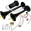 Wadeo 118 Db suspausto oro signalas sunkvežimio signalas 12 V oro signalas dvigubo vamzdžio signalas chromuotas cinko dvigubas trimitas oro signalas su kompresoriumi visoms 12 V transporto priemonėms sunkvežimiui traukiniui automobiliui furgonui valčiai m