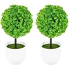 Wakauto 2 vnt. dirbtinių buksmedžio rutulių lauke su vazonu, dirbtiniai buksmedžio topiary medžiai, lapų topiary rutulys, 23 cm, tikroviškas netikras augalas namams, sodui, biurui