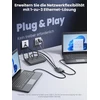 Warrky Lan skirstytuvas 1 į 3, 1000 Mbps eterneto skirstytuvas su type-c maitinimo laidu, [1,4 cm itin plonas, integruotas lieto aliuminio korpusas] gigabitinis Lan skirstytuvas 3 prievadai, tinklo jungiklis, skirtas cat 5/5e/6/7/8