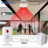 Waytronic belaidis pir judesio jutiklio apsaugos signalizacija 2 jutikliai ir 1 imtuvas 8 m aptikimo diapazonas naktinė lemputė 36 skambėjimo tonai 5 pasveikinimo garsai tvirtinamas prie sienos