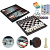 Weofferwhatyouwant magnetinis šachmatų žaidimas 4-in-1 - kelioninis rinkinys su dama, nardais ir kortų žaidimu - 36 cm sulankstoma lenta - didelės figūros su svoriu - vaikams ir suaugusiems - puiki dovana