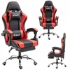 Wesu žaidimų kėdė su kojų atrama, ergonomiška, pasukama, juoda raudona