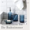 Whole Housewares | Vonios kambario rinkinys | 4 dalių vonios aksesuarų rinkinys | Muilo dozatorius, padėklas, stiklinė, dantų šepetėlių laikiklis | Mozaikinis stiklas (mėlynas)